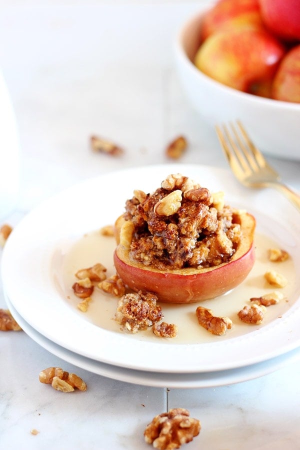 Vegan Twice Baked Maple Pecan Apples 