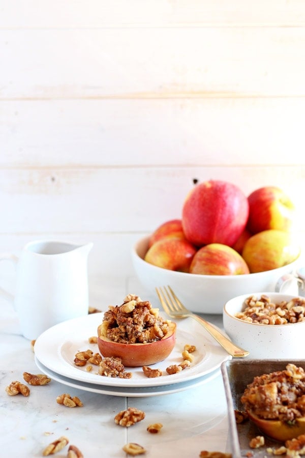 Vegan Twice Baked Maple Pecan Apples