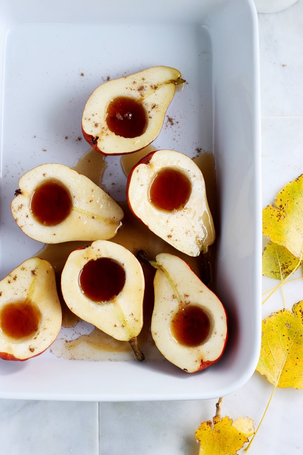 Baked Maple Cardamom Pears 