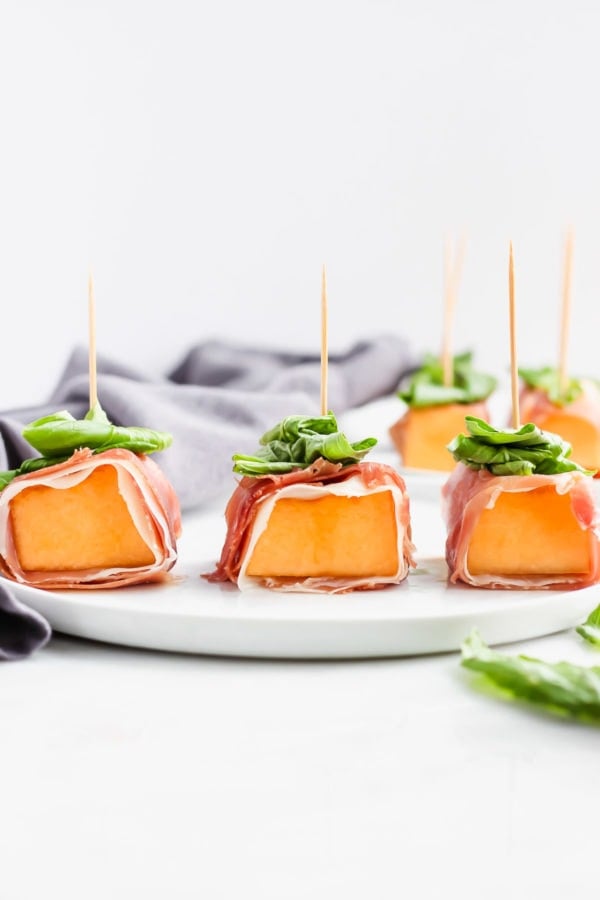 Prosciutto-Wrapped Melon with Basil 