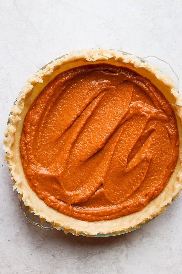 Uncooked pumpkin pie. 