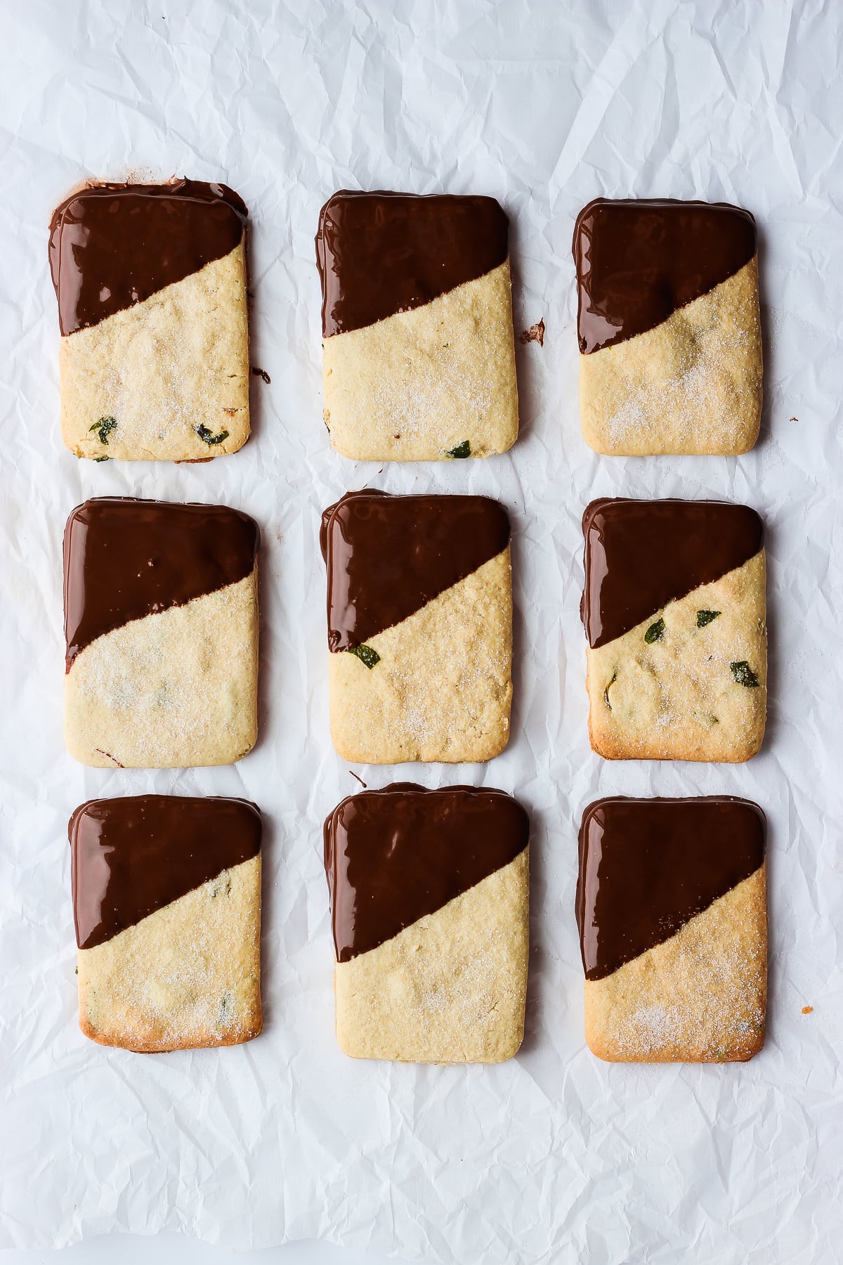 Mint Chocolate Vegan Shortbread Cookies