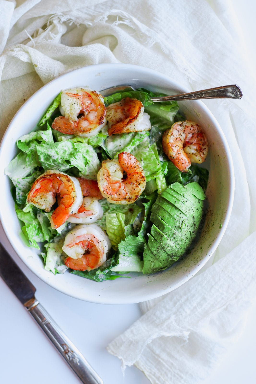 Easy Shrimp Caesar Salad (Whole30) - a quick and easy lunch or dinner that is ready in minutes! #whole30