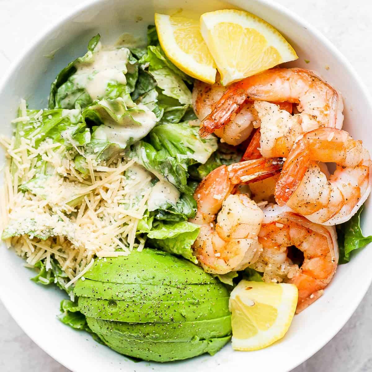 Recipe for an easy shrimp caesar salad.