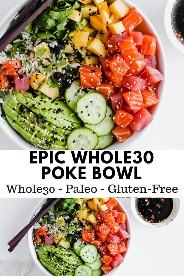 Epic Whole30 Sushi Bowl Pinterest Pin.