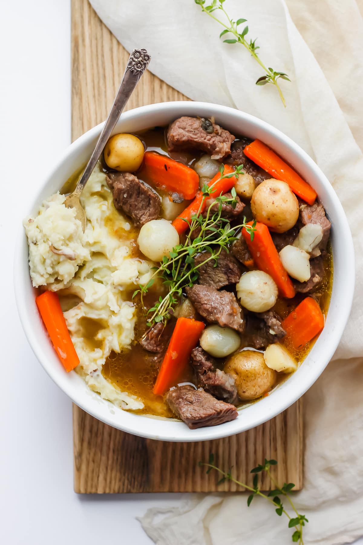 A bowl of comforting irish beef stew.