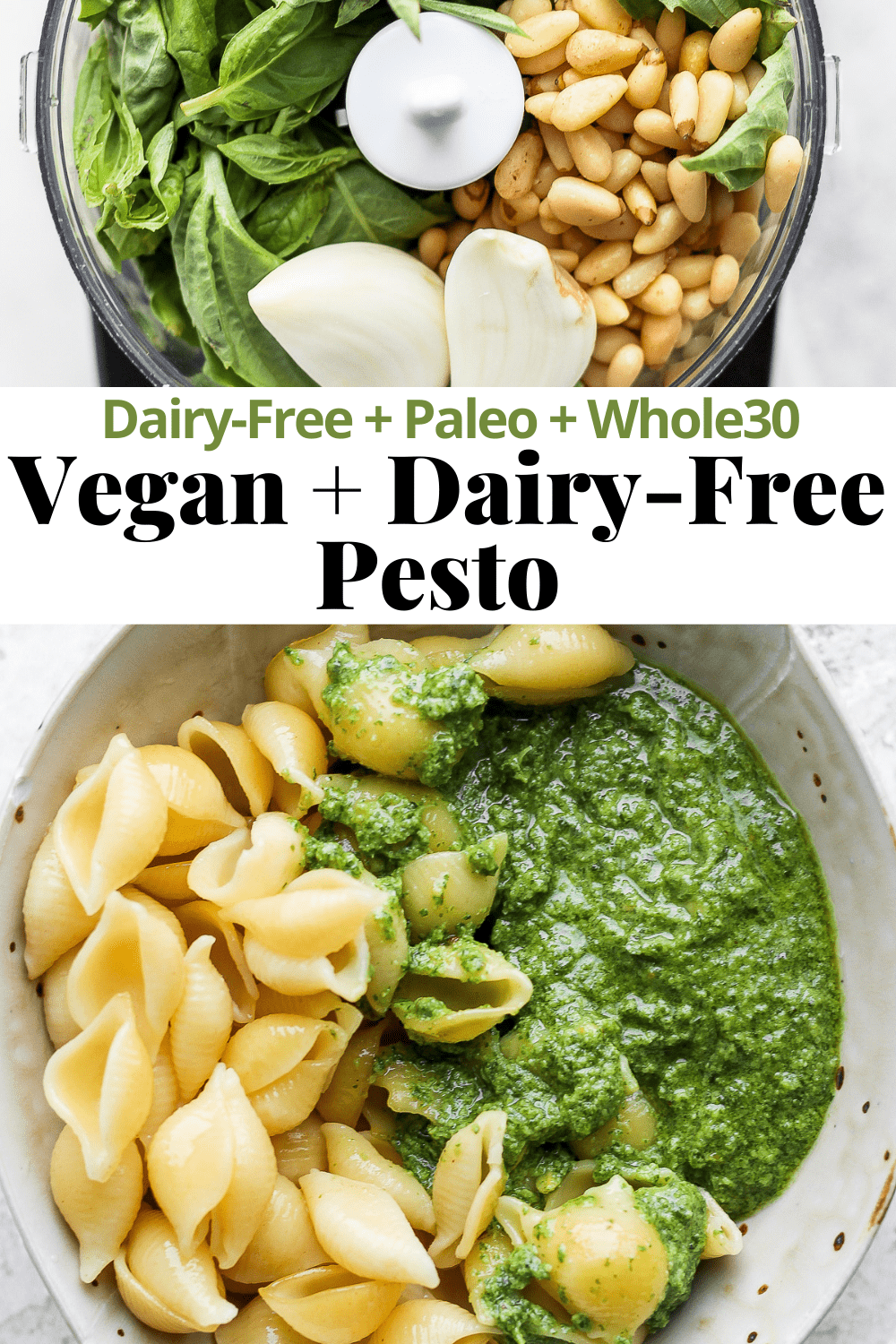 Pinterest image for dairy free pesto.