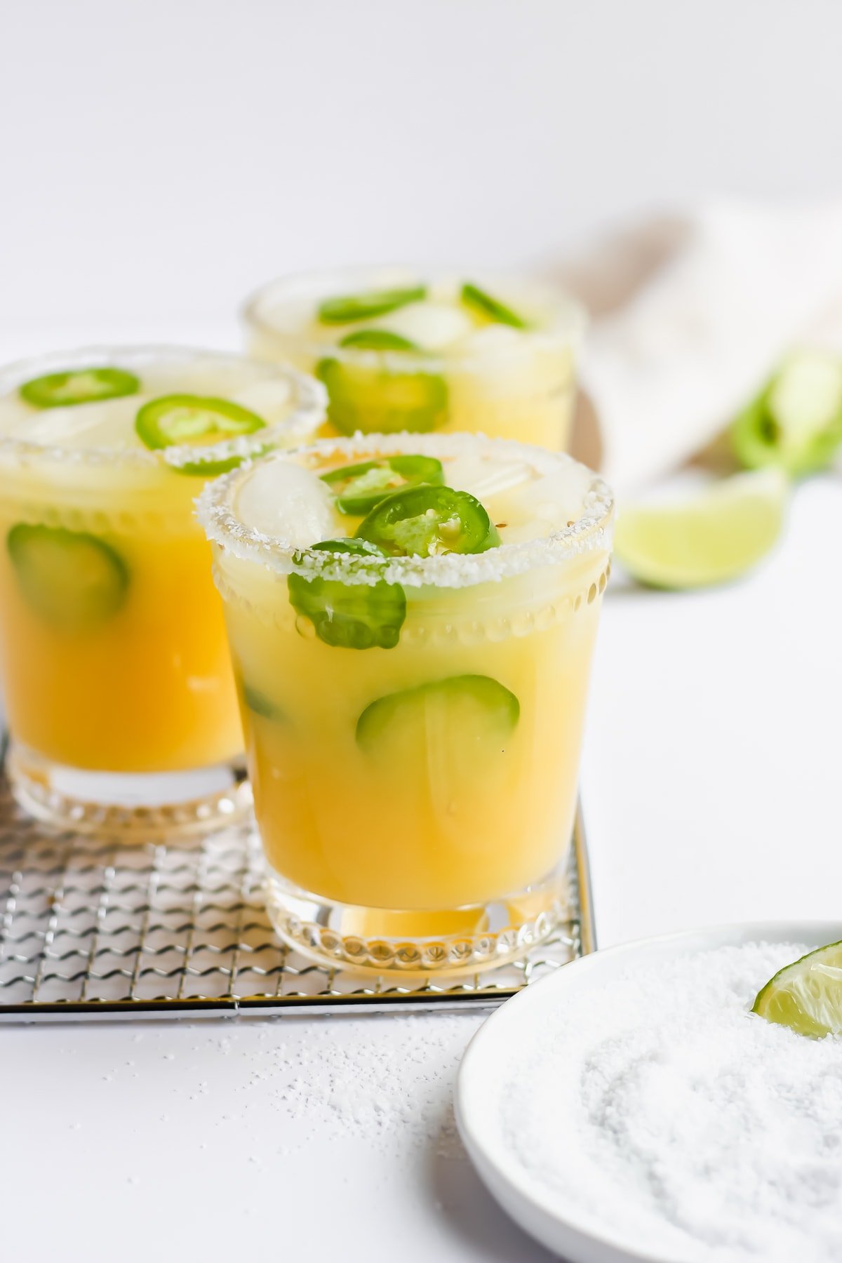 Close up shot of some spicy margarita mocktails. 