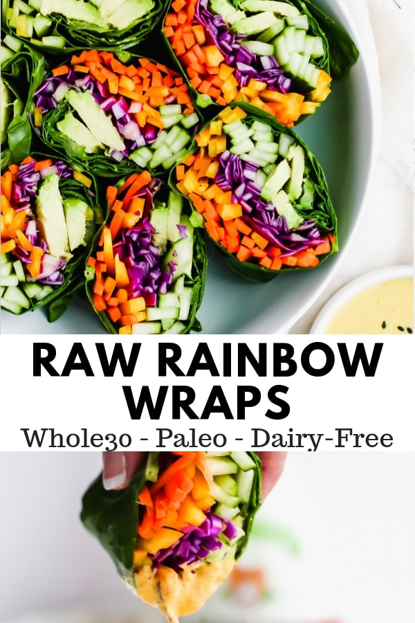 Raw Rainbow Wraps + Ginger Tahini Dressing 