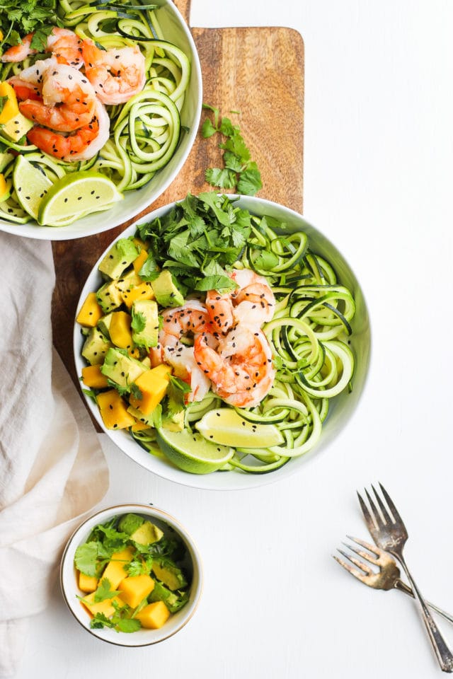 Light Citrus Buttered Prawns with Zoodles - a light and refreshing summer dinner! #whole30 #paleo #shrimp
