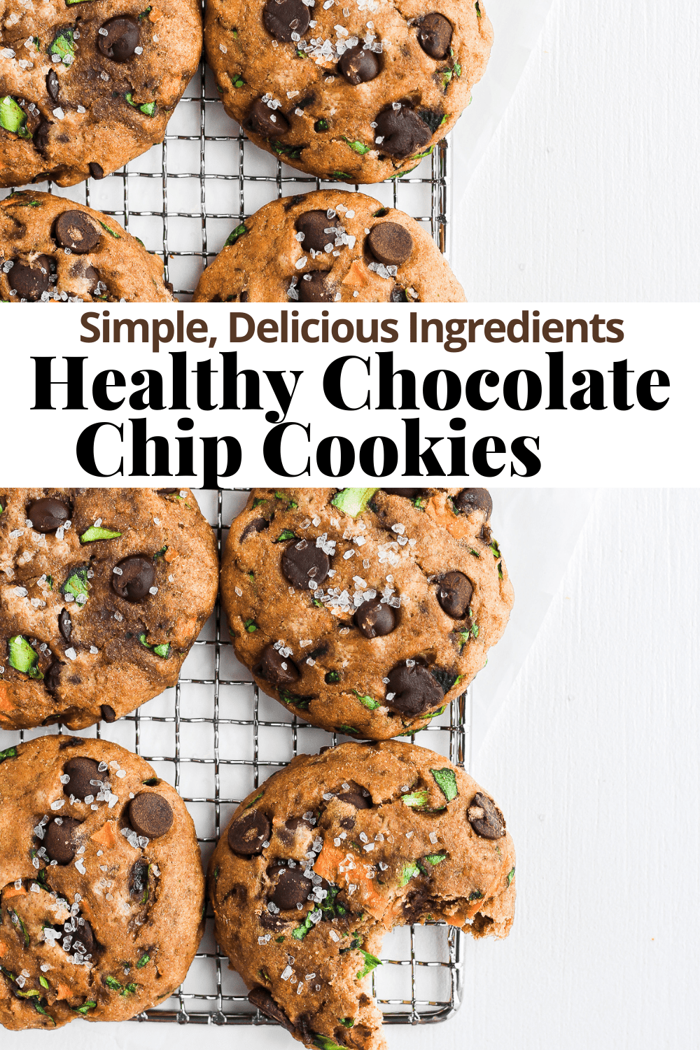 Pinterest image for healthy chocolate chip cookies.