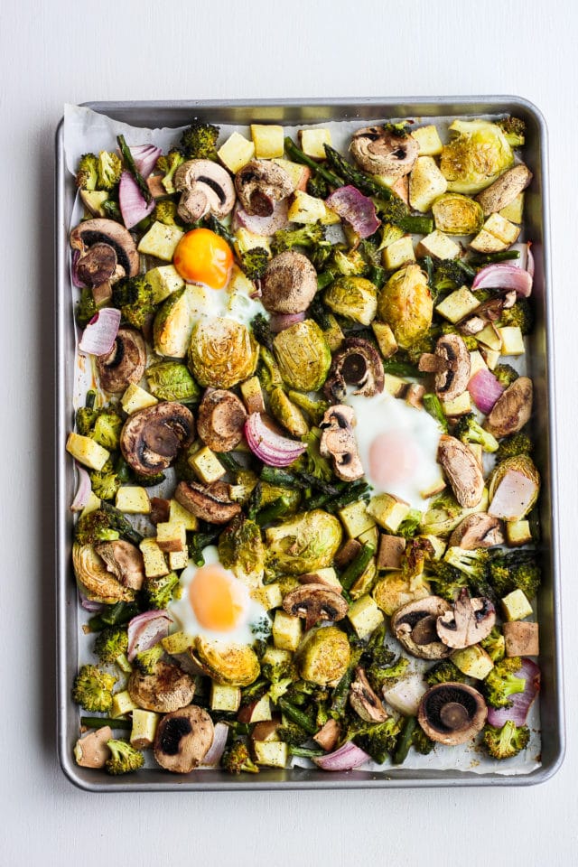 Weeknight Roasted Veggies with Poached Egg