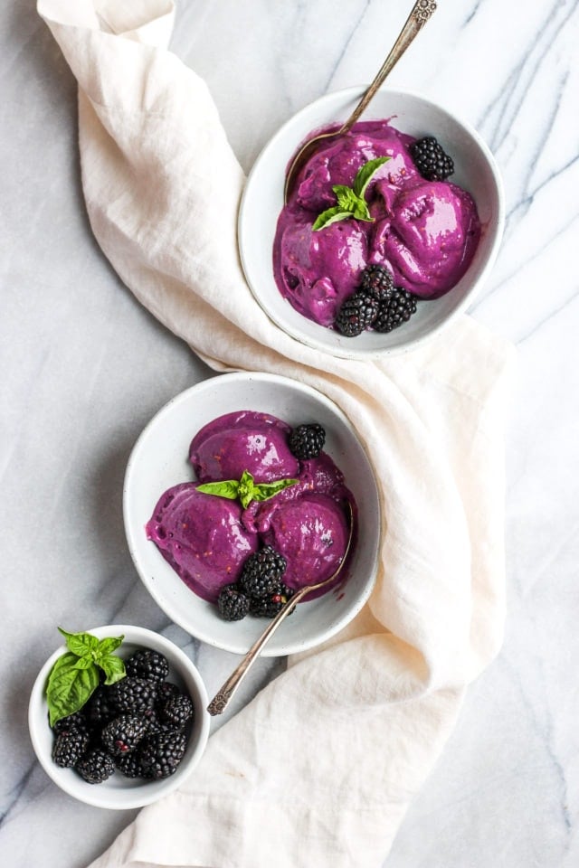 Creamy Blackberry Basil Nice Cream