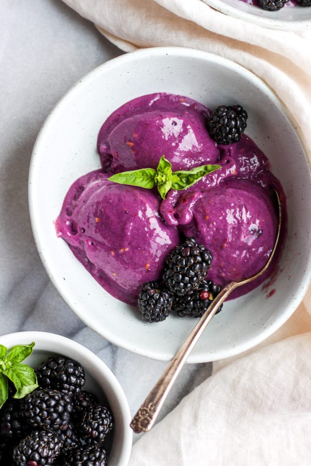 Creamy Blackberry Basil Nice Cream 