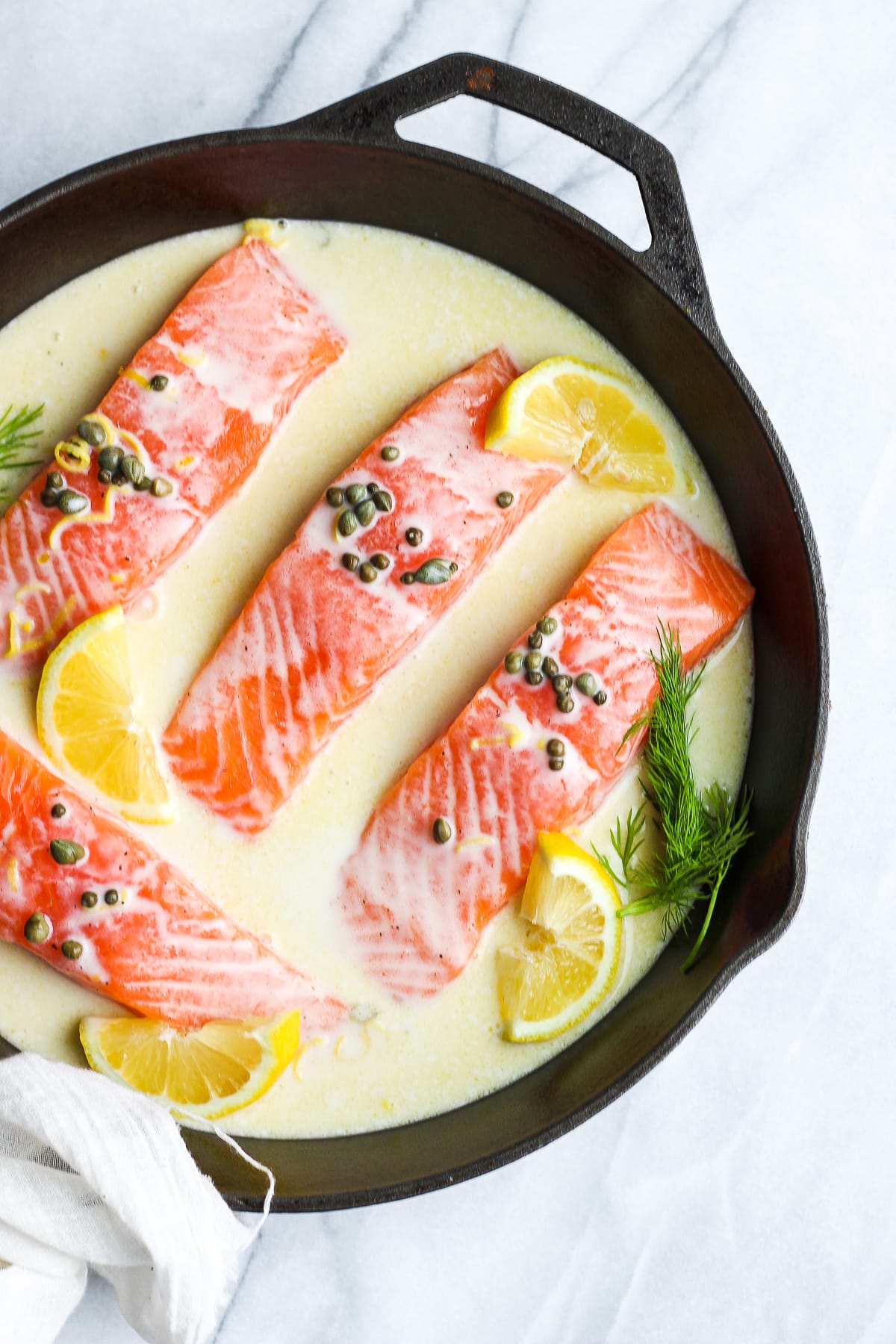 Creamy Lemon Caper Salmon Skillet 