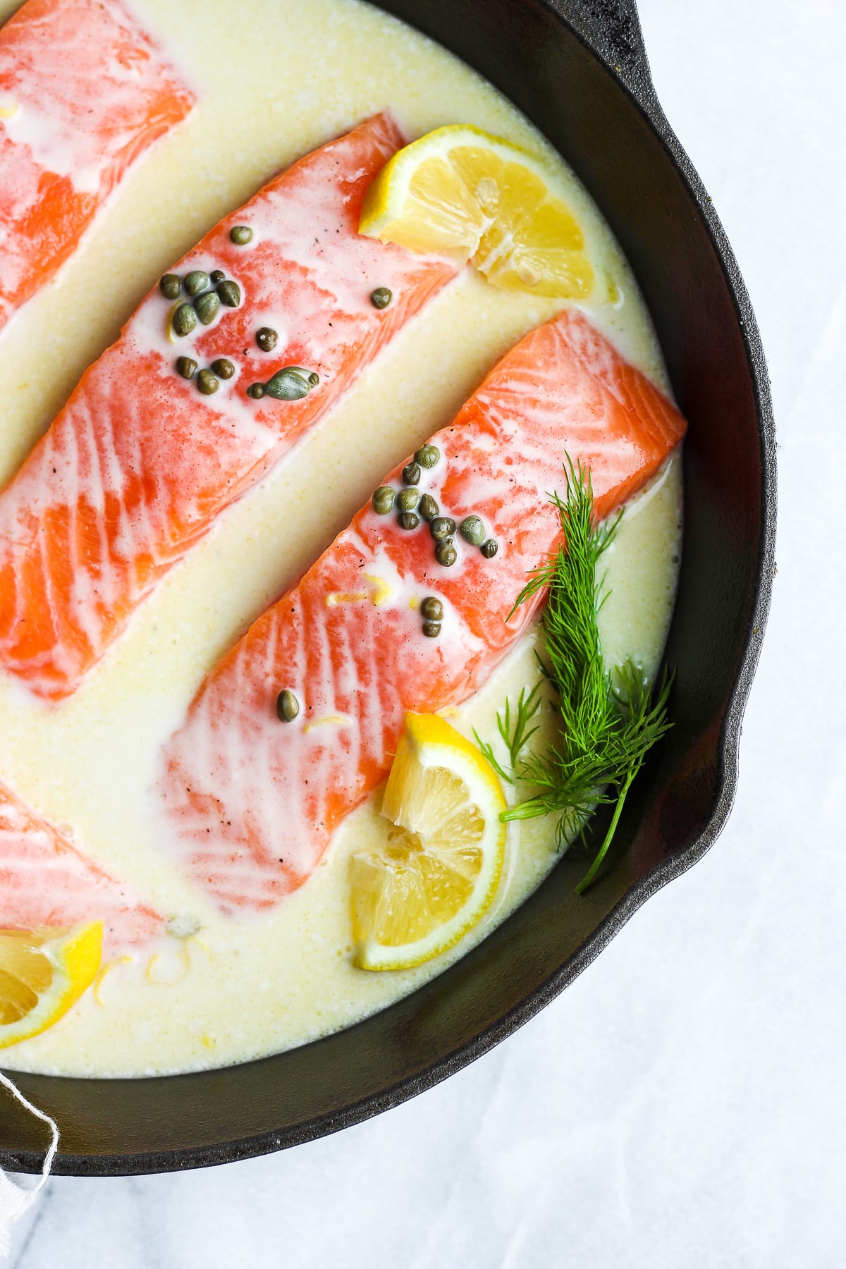 Creamy Lemon Caper Salmon Skillet 