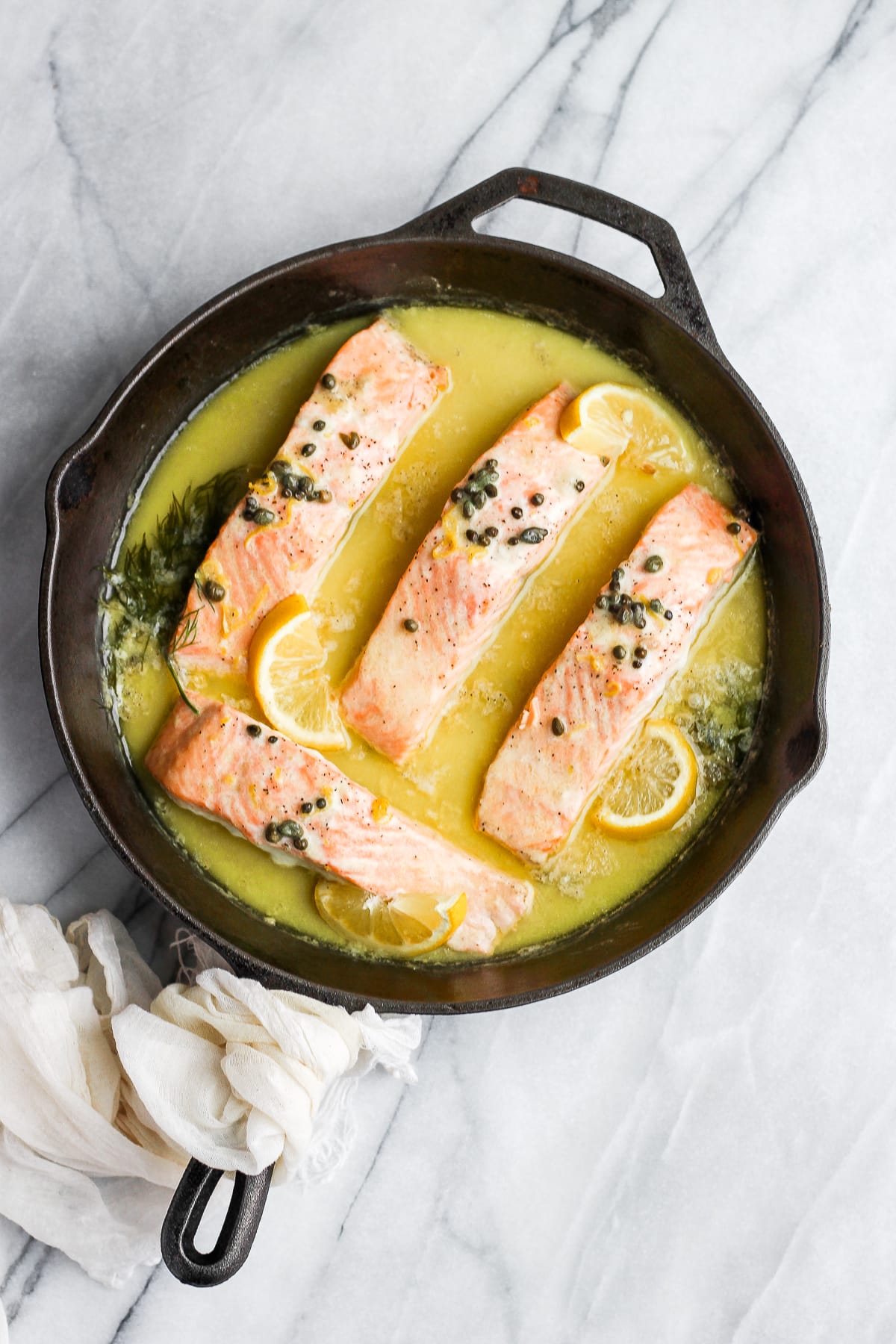 Creamy Lemon Caper Salmon Skillet 