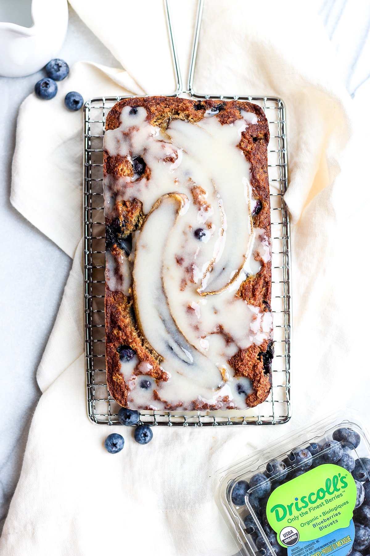 Paleo Blueberry Muffin Bread + Vanilla Glaze