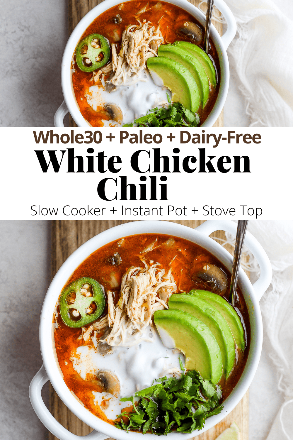 Dairy-Free Crockpot White Chicken Chili - Full Green Life