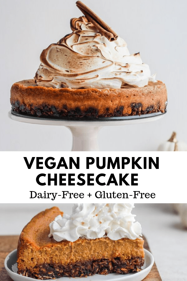 Pinterest image for vegan pumpkin cheesecake.