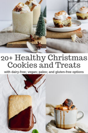 20 + Healthy Christmas Cookies and Treats - with vegan, dairy-free, paleo and gluten-free options you are sure to find your new favorite holiday treat!! #vegandesserts #healthydesserts #healthychristmascookies #paleochristmascookies #veganchristmascookies #glutenfreechristmascookies #healthyholidaytreats