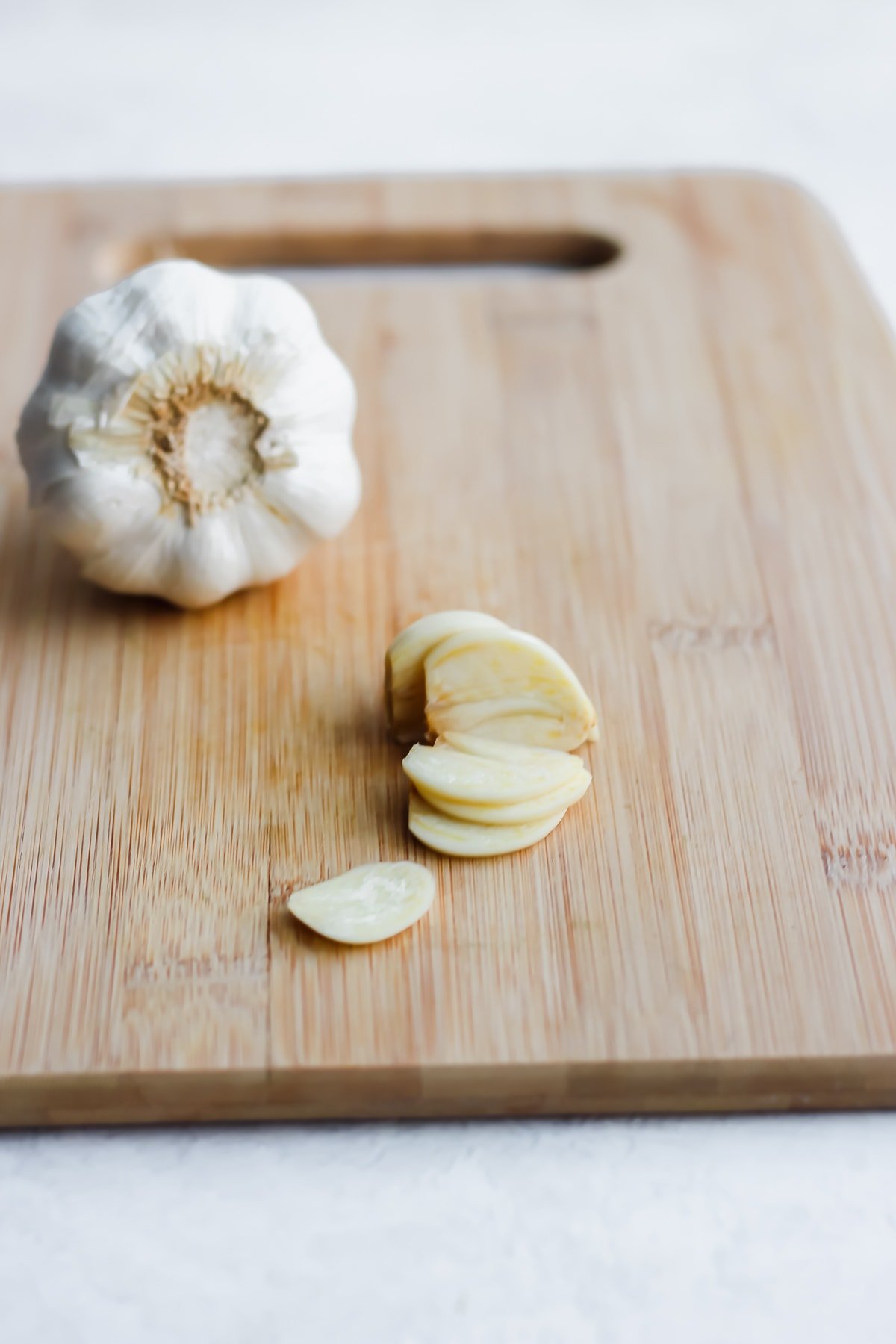 Garlic cut into slivers.