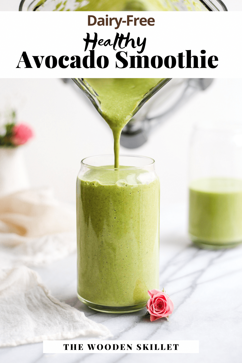 Pinterest image for a creamy avocado smoothie.