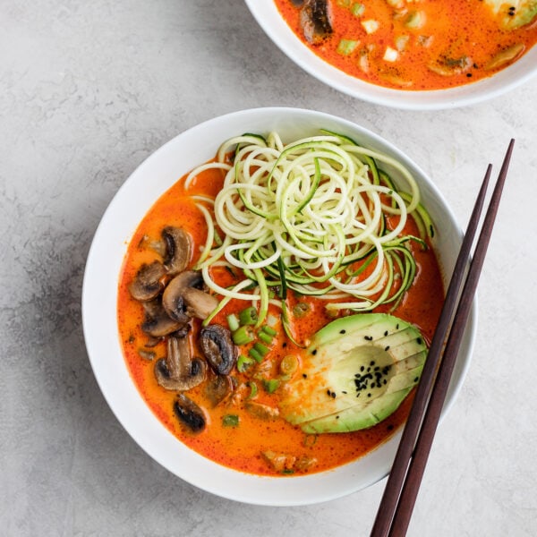 Easy Thai Mushroom Zoodle Soup - a simple and delicious, plant-based soup that is packed with flavor!!!! #plantbasedrecipes #whole30recipes #whole30soup #paleorecipes #veganrecipes