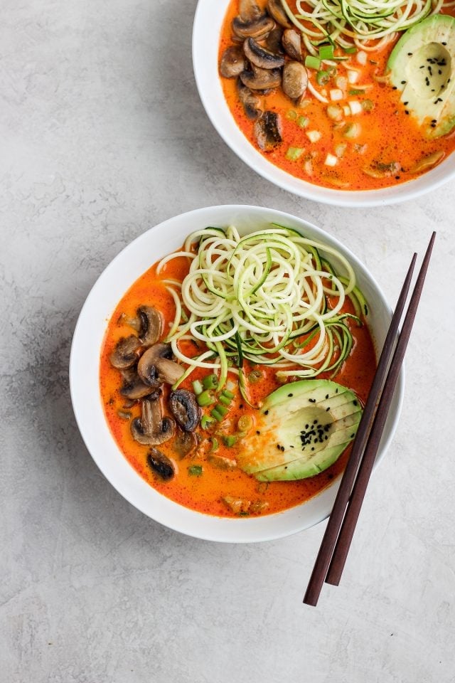 Easy Thai Mushroom Zoodle Soup 