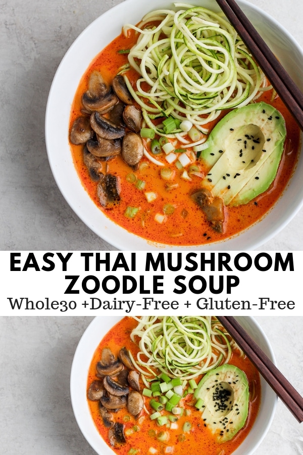 Easy Thai Mushroom Zoodle Soup