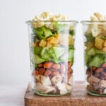 Paleo Roasted Cauliflower Mason Jar Salad - liven up your work-lunch game and meal prep these yummy roasted cauliflower, grilled chicken and yellow honey beet mason jar salads! #paleo #paleorecipes #worklunchideas #beets #springsalads #masonjarsalads #masonjarsalad