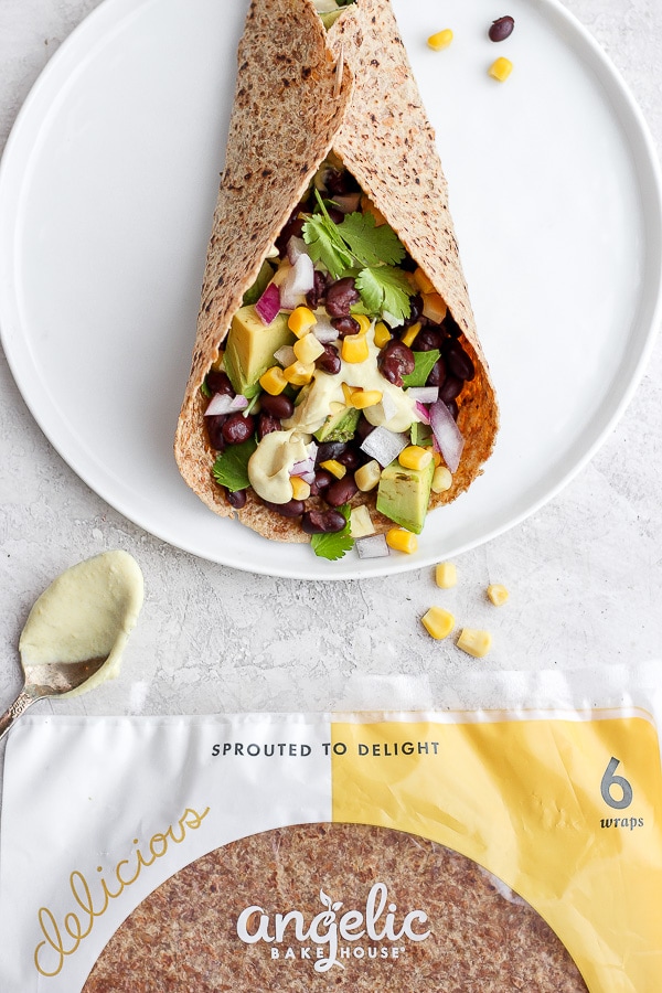 Easy Black Bean and Avocado Wrap - a quick and easy plant based meal you will love!!! #plantbased #wrap #blackbeanwrap #avocado #healthymealideas