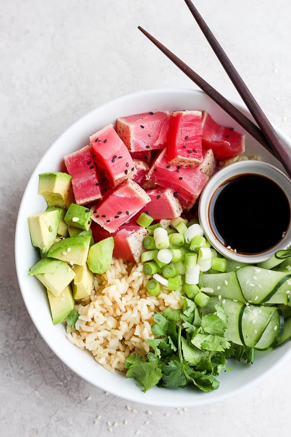 The best recipe for an ahi tuna rice bowl.