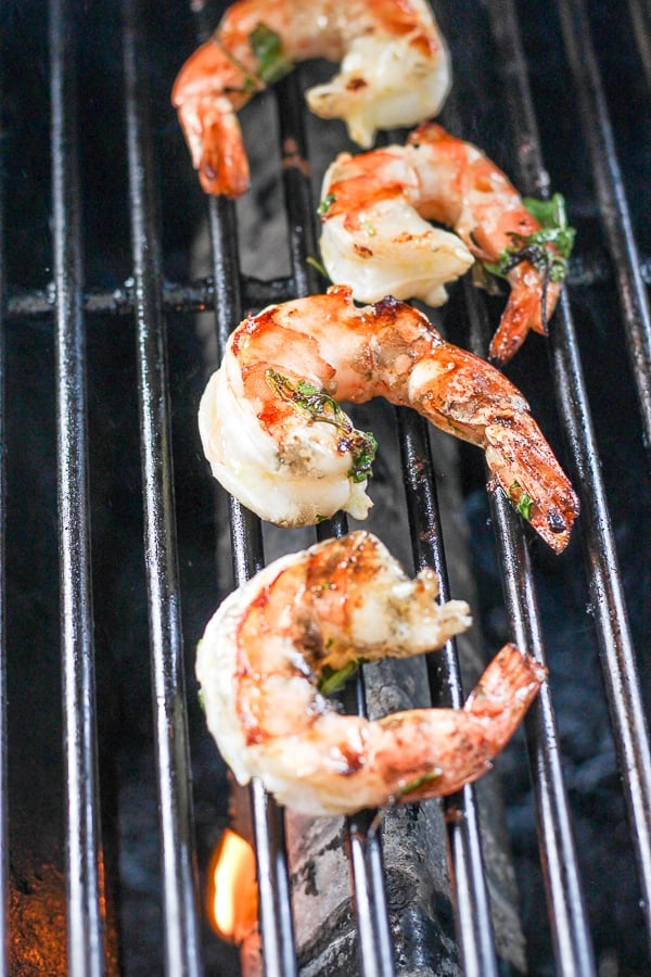 Cilantro lime shrimp on the grill.