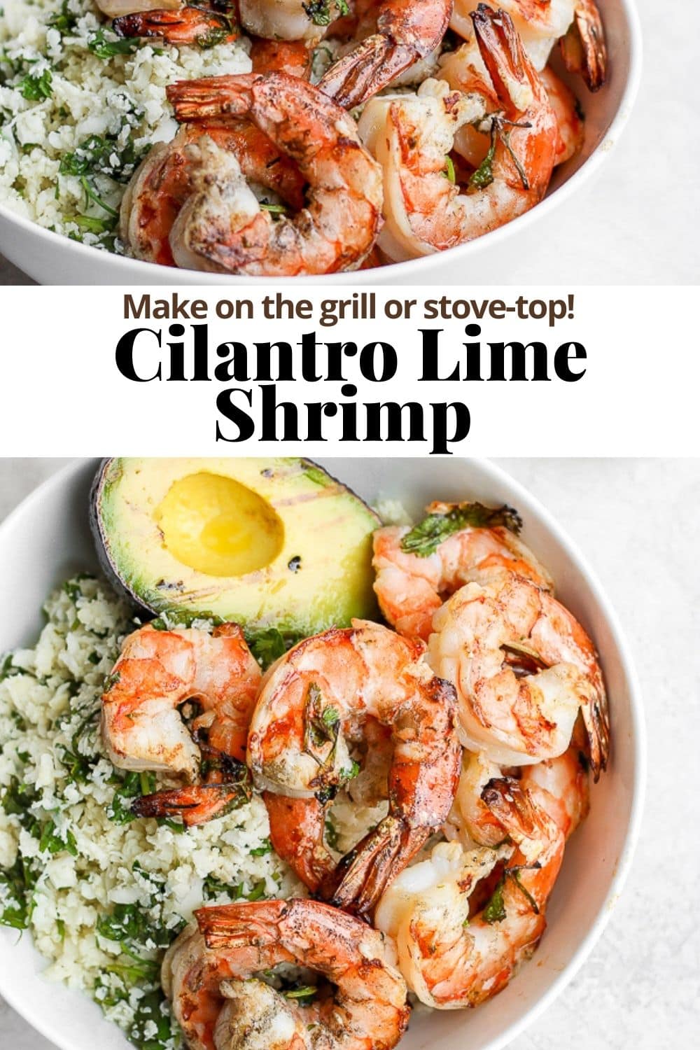 Pinterest image for cilantro lime shrimp.