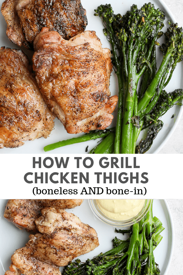 how to grill chicken thighs Pinterest pin. 