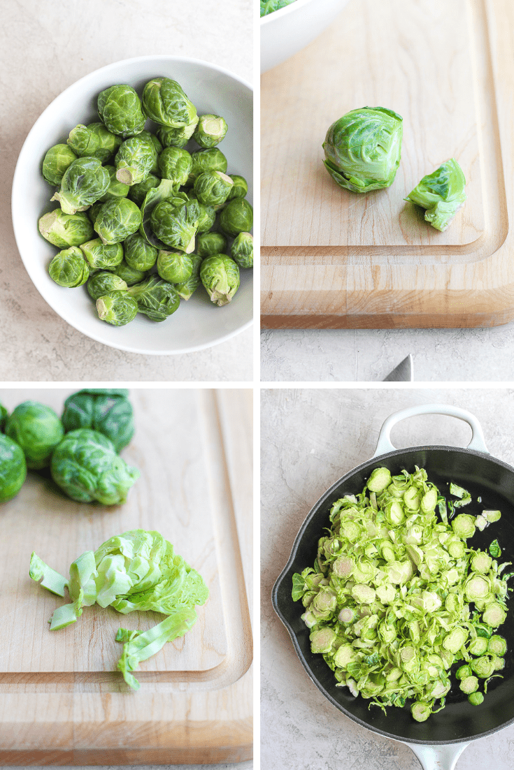 shaved brussel sprouts step by step tutorial.