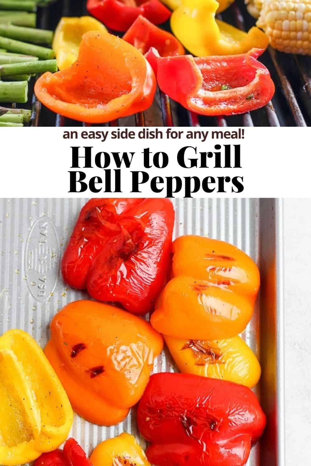 Pinterest pin for grilled bell peppers. 