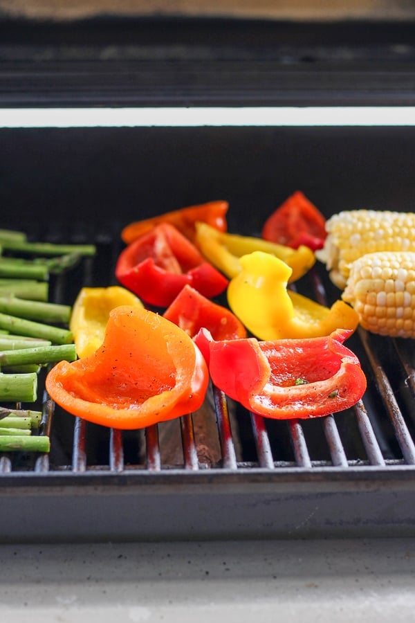 Bell peppers on the grill. 