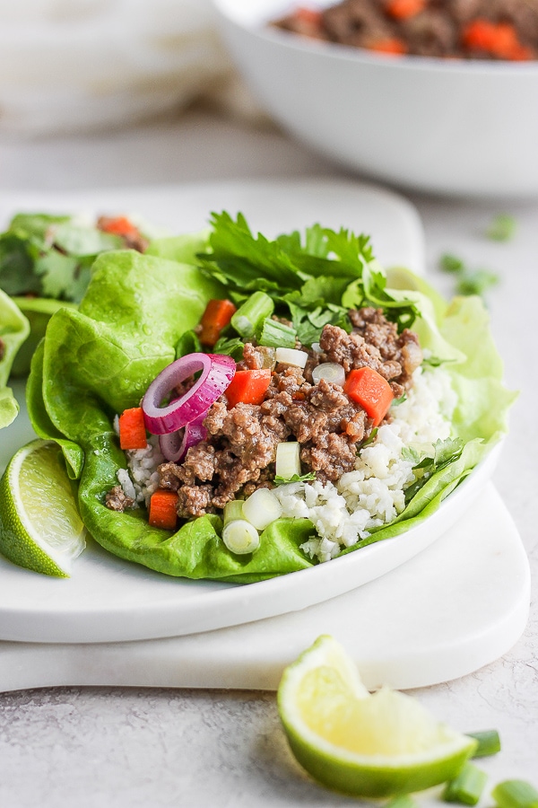 Quick and easy beef lettuce wraps.