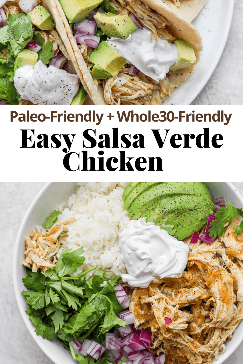 Pinterest pin for salsa verde chicken.