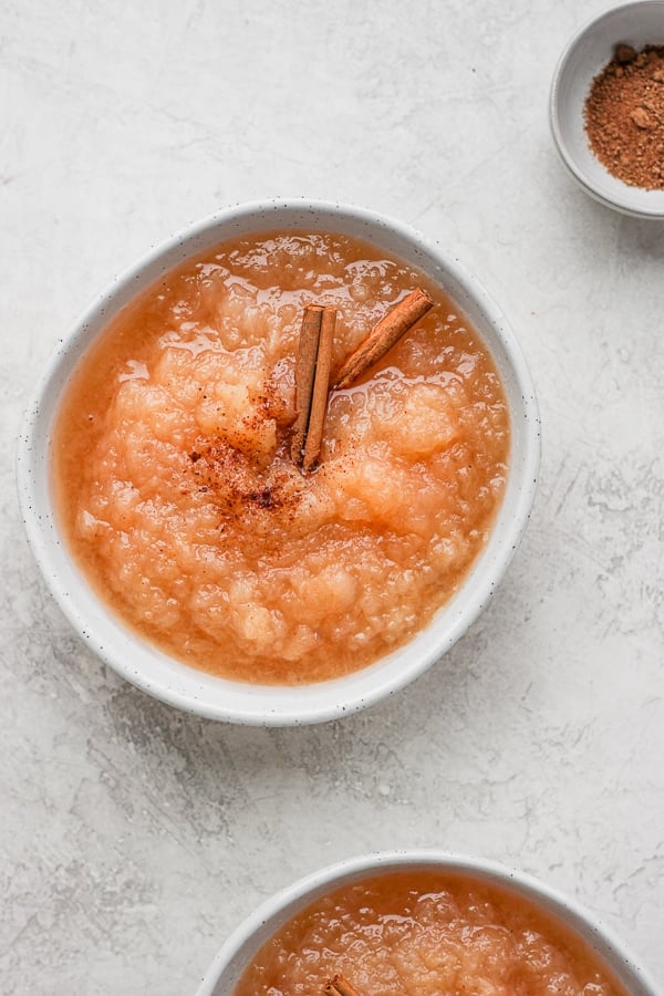 Bowl of slow cooker applesauce. 