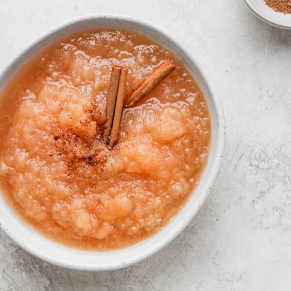 Bowl of Slow Cooker Applesauce.