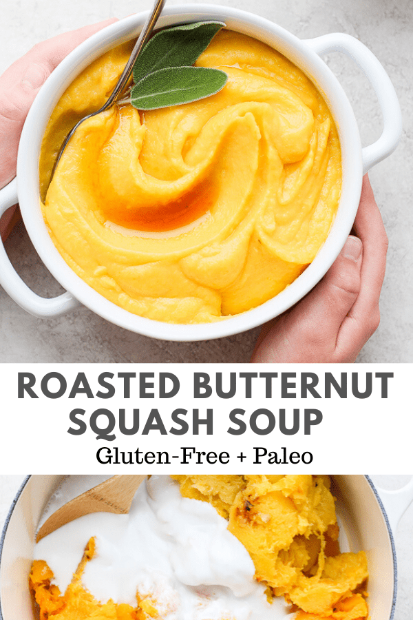 Pinterest image for butternut squash soup.