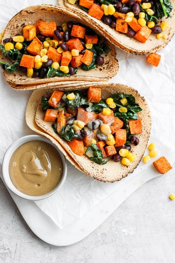 A delicious recipe for healthy sweet potato tacos.