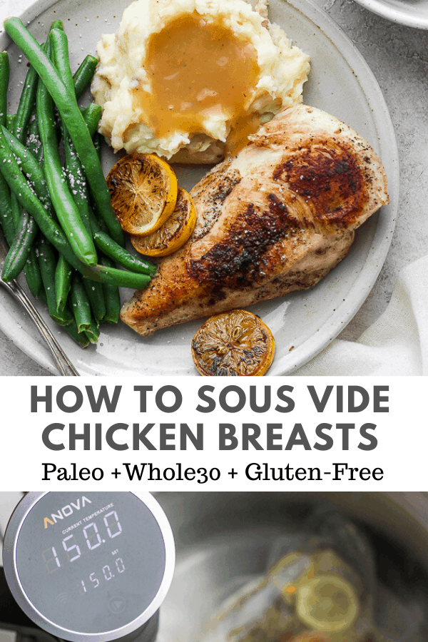 Pinterest image for sous vide chicken breasts.