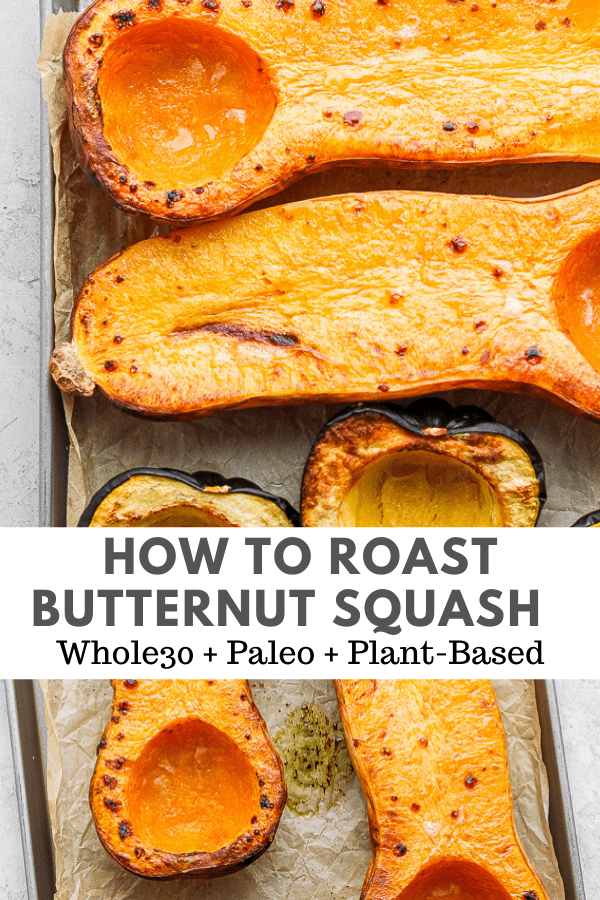Pinterest image for how to roast butternut squash.