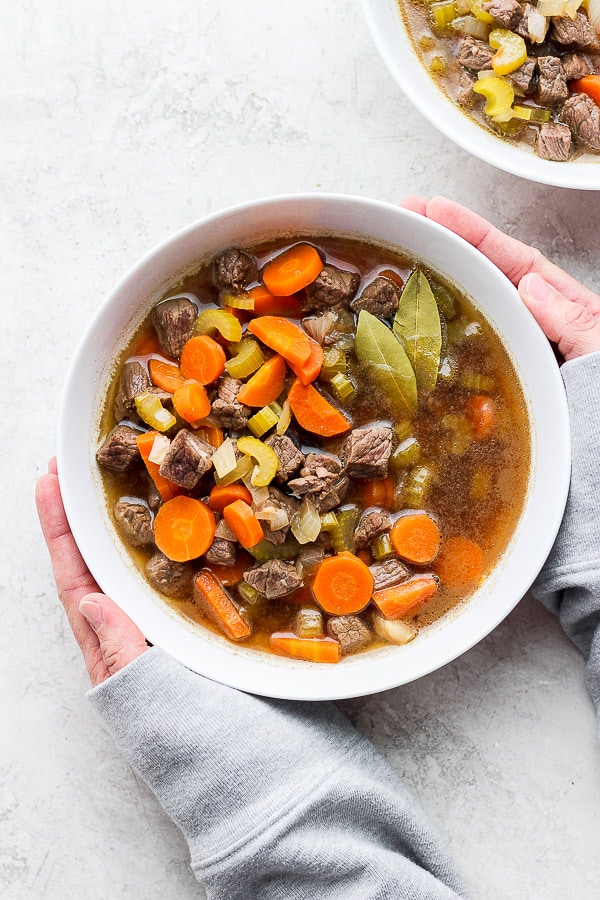 Homemade beef vegetable soup recipe.