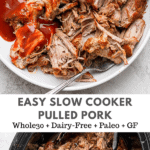 Pinterest image for slow cooker pulled pork.