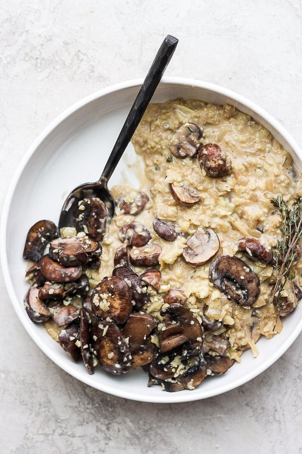 Cauliflower Mushroom Risotto (Vegan + Whole30) - The Wooden Skillet